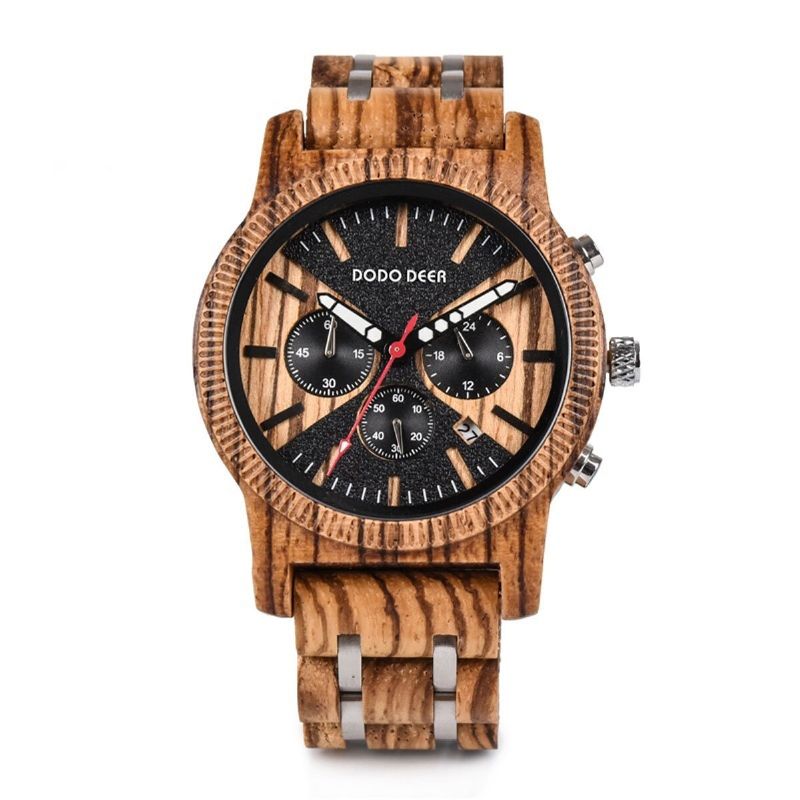 Dodo Deer C08 Reloj De Cuarzo De Madera Para Hombre Con Pantalla De Fecha Y Fecha De Moda