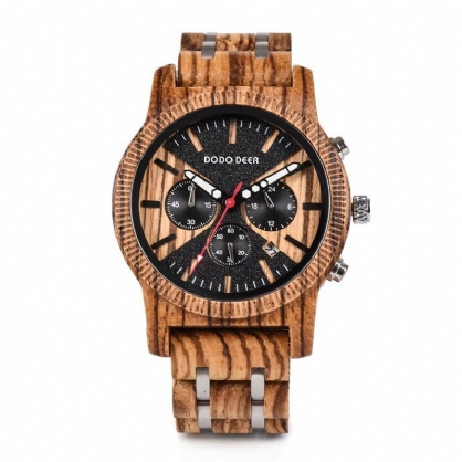 Dodo Deer C08 Reloj De Cuarzo De Madera Para Hombre Con Pantalla De Fecha Y Fecha De Moda