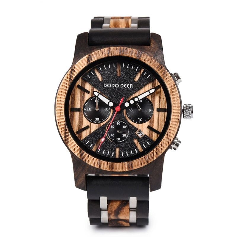 Dodo Deer C08 Reloj De Cuarzo De Madera Para Hombre Con Pantalla De Fecha Y Fecha De Moda