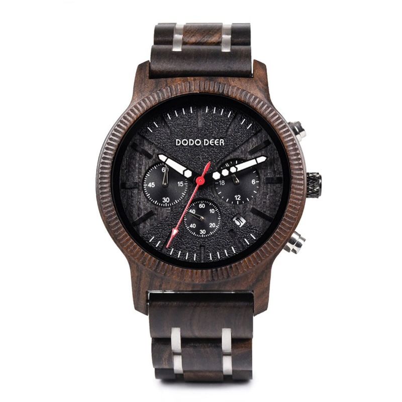 Dodo Deer C08 Reloj De Cuarzo De Madera Para Hombre Con Pantalla De Fecha Y Fecha De Moda