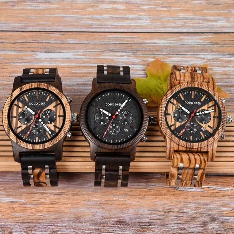 Dodo Deer C08 Reloj De Cuarzo De Madera Para Hombre Con Pantalla De Fecha Y Fecha De Moda