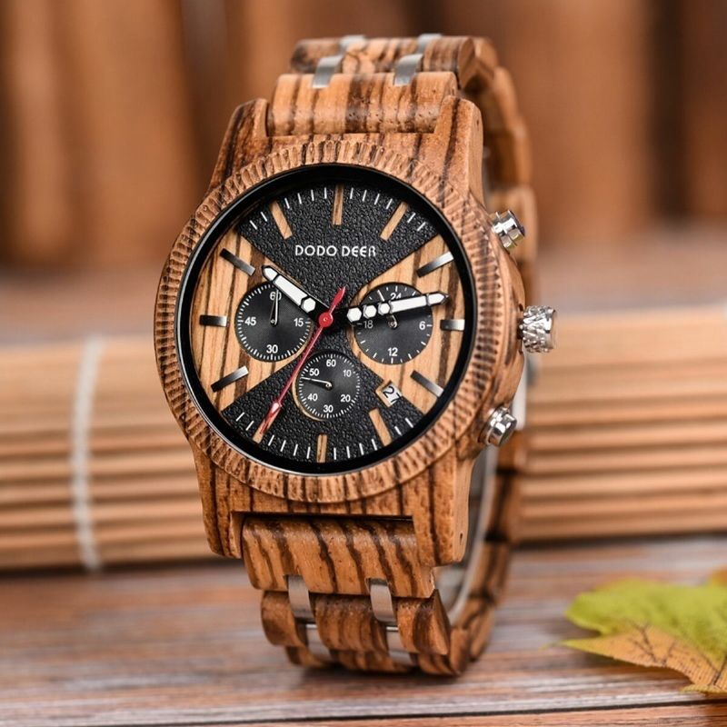 Dodo Deer C08 Reloj De Cuarzo De Madera Para Hombre Con Pantalla De Fecha Y Fecha De Moda