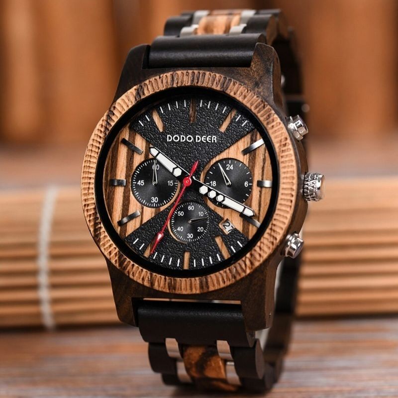 Dodo Deer C08 Reloj De Cuarzo De Madera Para Hombre Con Pantalla De Fecha Y Fecha De Moda