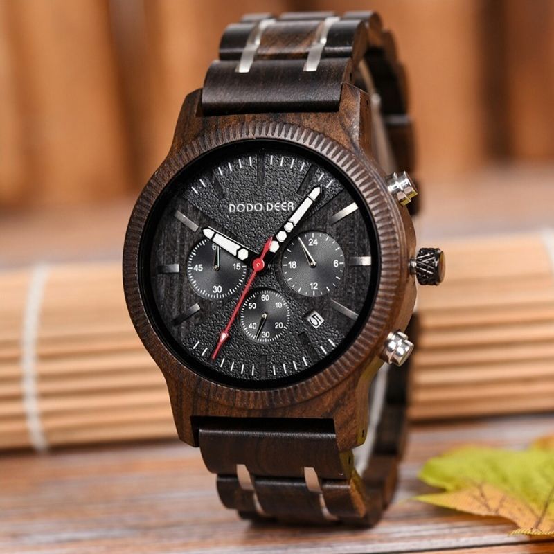 Dodo Deer C08 Reloj De Cuarzo De Madera Para Hombre Con Pantalla De Fecha Y Fecha De Moda