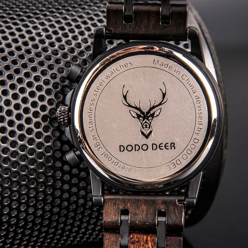 Dodo Deer D07 Reloj De Pulsera De Reloj De Cuarzo Con Indicador De Fecha Luminoso De Madera Retro Con Caja De Regalo