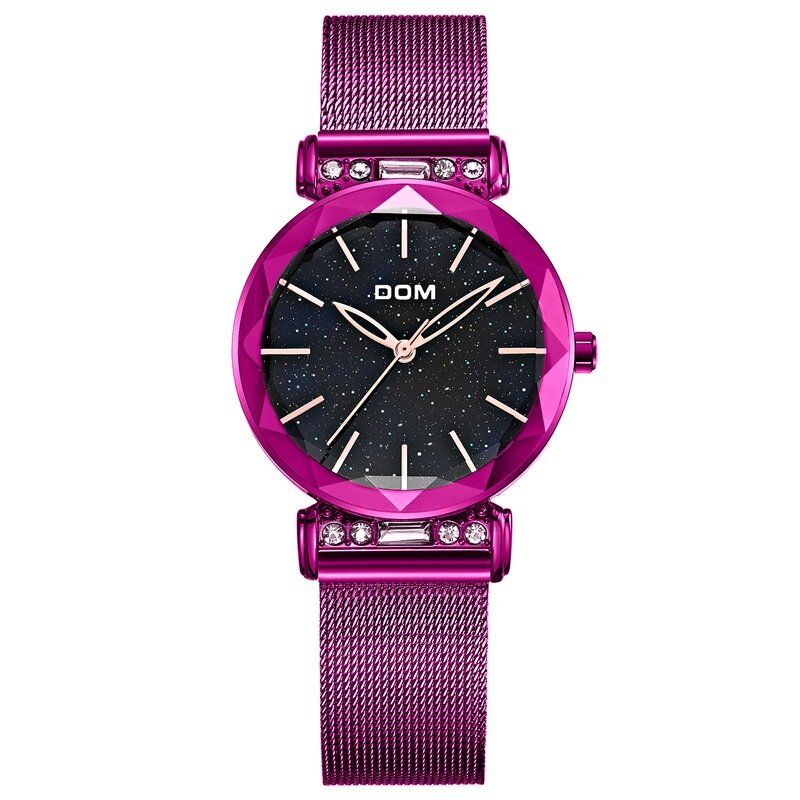 Dom G-1245bk Reloj De Mujer De Moda Starry Sky Dial Reloj De Cuarzo Con Correas De Acero Inoxidable Hardlex Glass