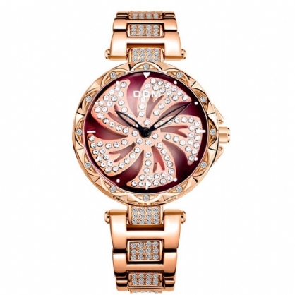 Dom G-1258 Reloj De Pulsera Giratorio Para Mujer Relojes De Cuarzo De Acero Completo De Moda Brillante