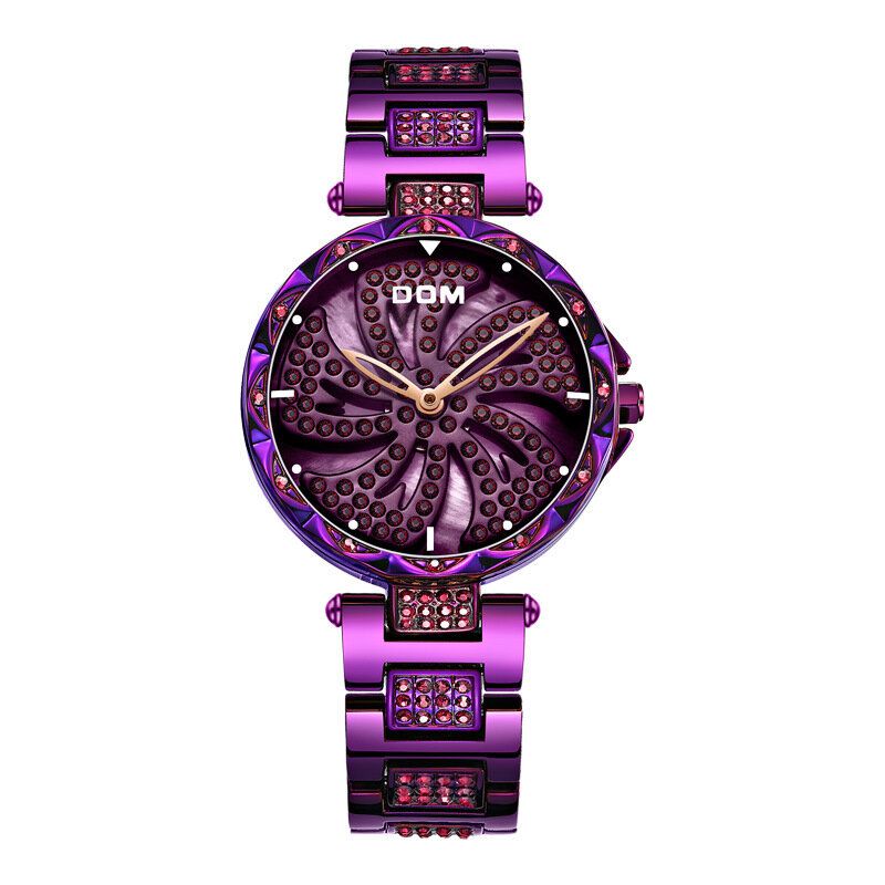 Dom G-1258 Reloj De Pulsera Giratorio Para Mujer Relojes De Cuarzo De Acero Completo De Moda Brillante