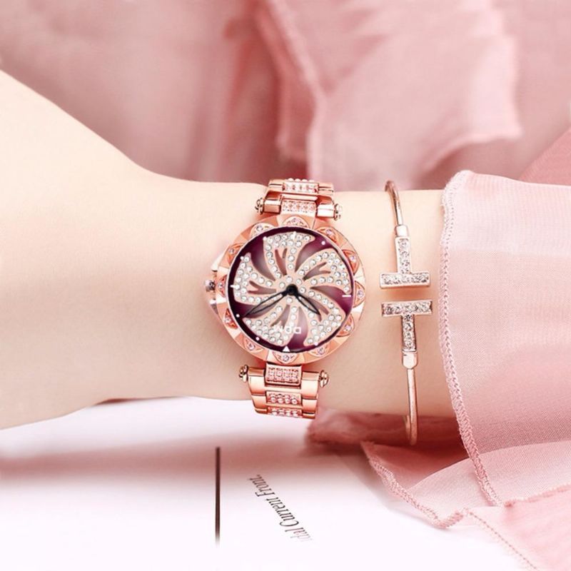 Dom G-1258 Reloj De Pulsera Giratorio Para Mujer Relojes De Cuarzo De Acero Completo De Moda Brillante