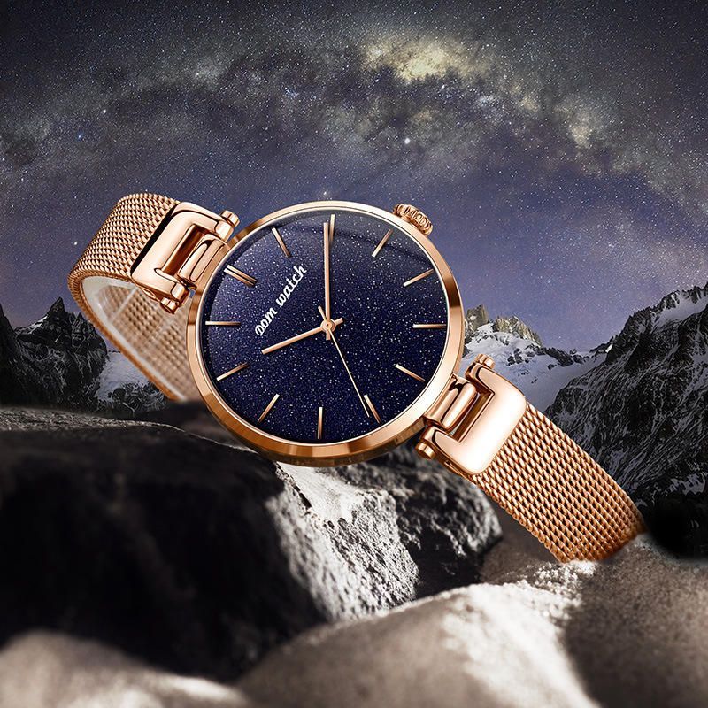 Dom G-1291 Reloj De Moda Para Mujer Reloj De Cuarzo De Lujo Con Esfera De Cielo Estrellado Impermeable A Prueba De Agua