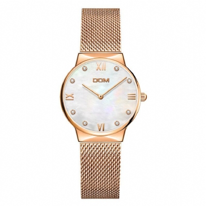 Dom G-32g Crystal Shell Surface Reloj De Pulsera Para Mujer Reloj De Cuarzo Con Banda De Acero Inoxidable