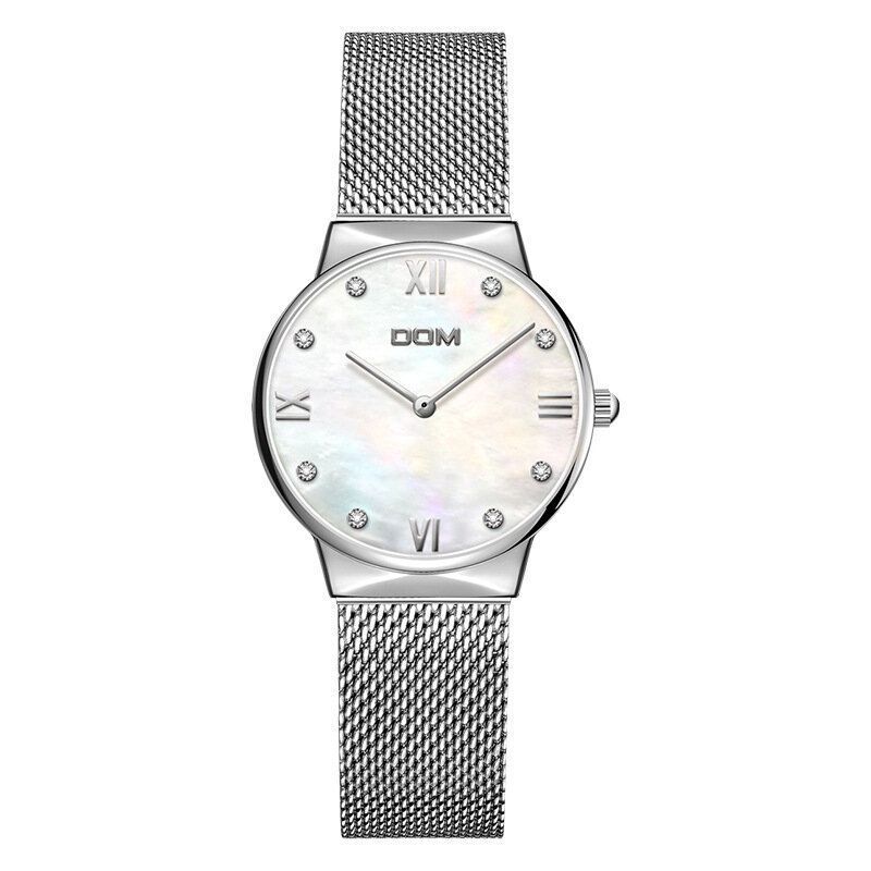 Dom G-32g Crystal Shell Surface Reloj De Pulsera Para Mujer Reloj De Cuarzo Con Banda De Acero Inoxidable