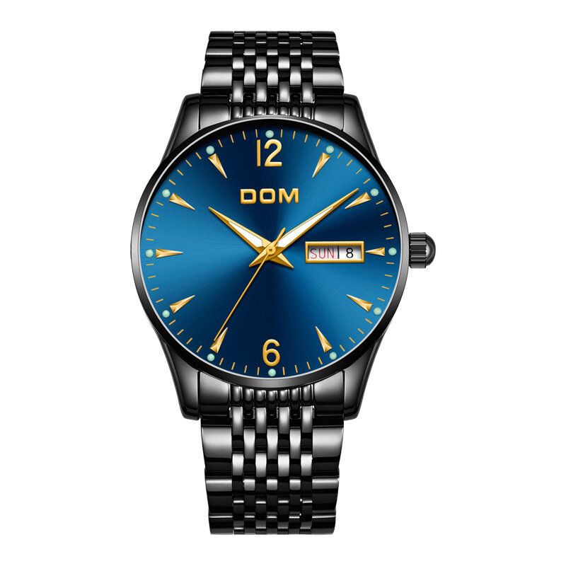 Dom M-11bl-1m89 Reloj De Moda Para Hombre 3atm Reloj De Cuarzo Con Pantalla De Fecha Luminosa Impermeable