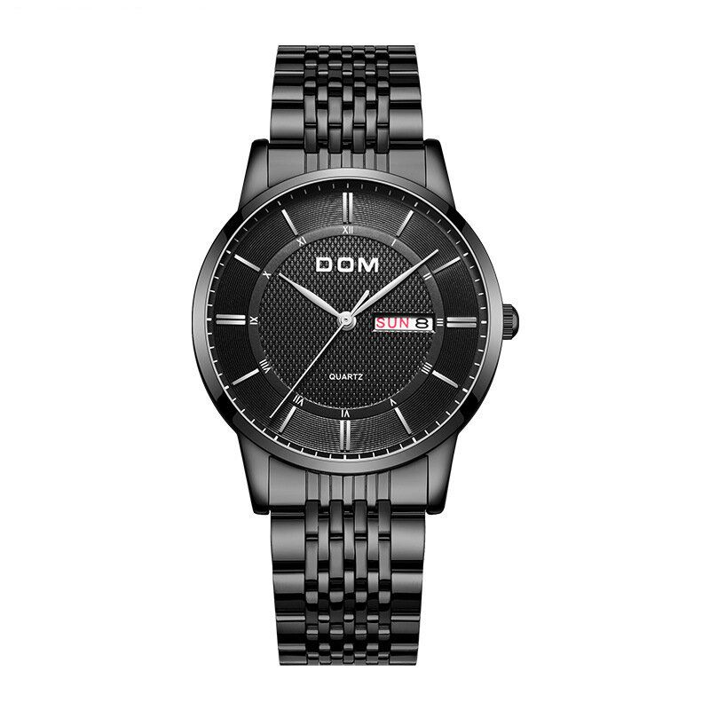 Dom M-11d Reloj Casual Superdelgado Para Hombre 3atm Reloj De Cuarzo Con Visualización De Fecha Y Semana A Prueba De Agua