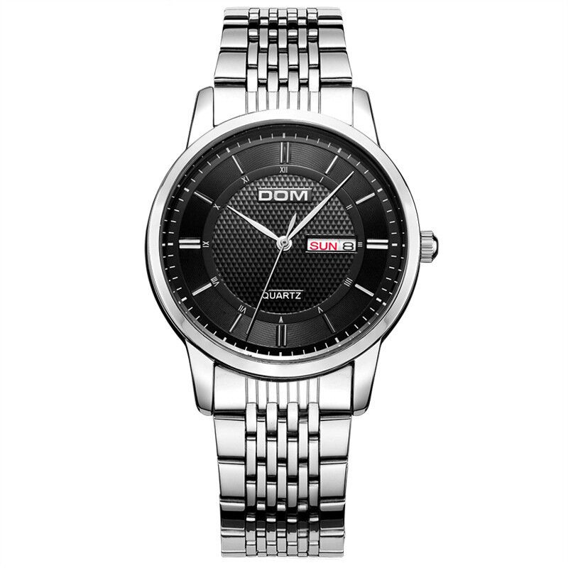 Dom M-11d Reloj Casual Superdelgado Para Hombre 3atm Reloj De Cuarzo Con Visualización De Fecha Y Semana A Prueba De Agua