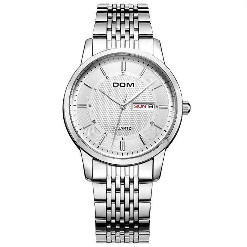 Dom M-11d Reloj Casual Superdelgado Para Hombre 3atm Reloj De Cuarzo Con Visualización De Fecha Y Semana A Prueba De Agua