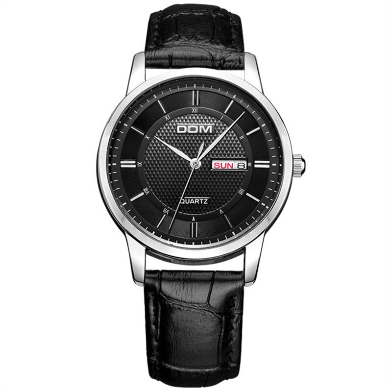 Dom M-11d Reloj Casual Superdelgado Para Hombre 3atm Reloj De Cuarzo Con Visualización De Fecha Y Semana A Prueba De Agua