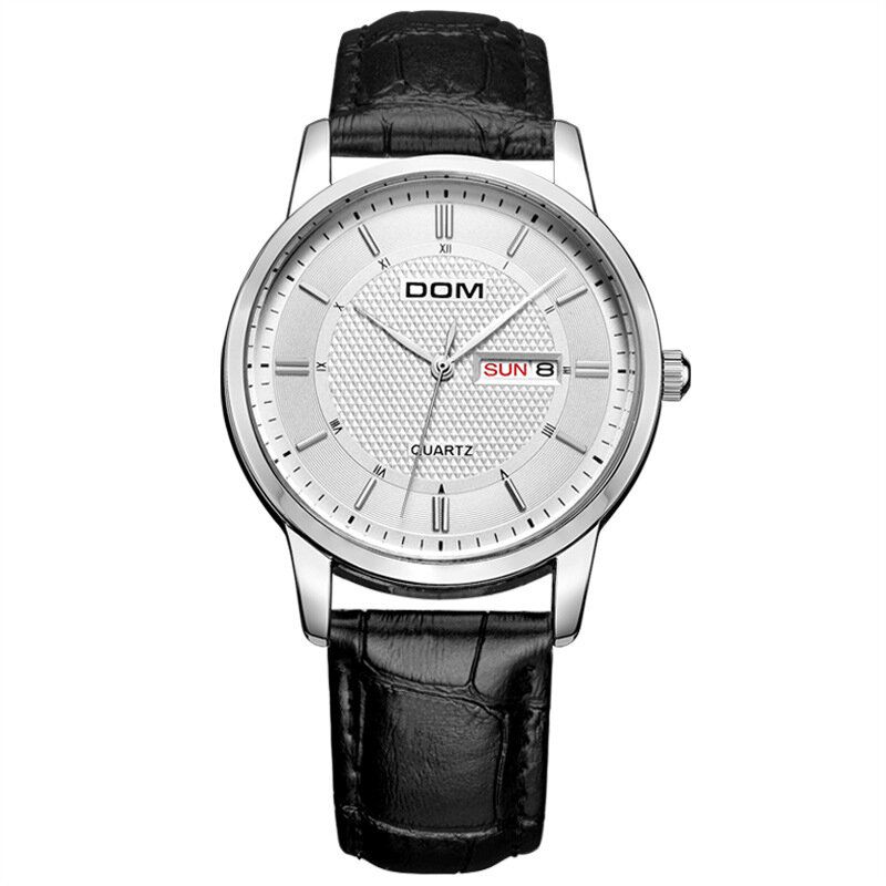 Dom M-11d Reloj Casual Superdelgado Para Hombre 3atm Reloj De Cuarzo Con Visualización De Fecha Y Semana A Prueba De Agua