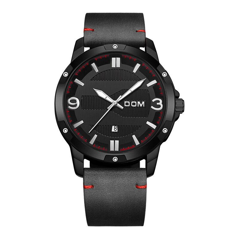 Dom M-1219 Reloj De Moda Para Hombre Reloj De Cuarzo Con Correas De Cuero Con Visualización De Fecha Luminosa A Prueba De Agua