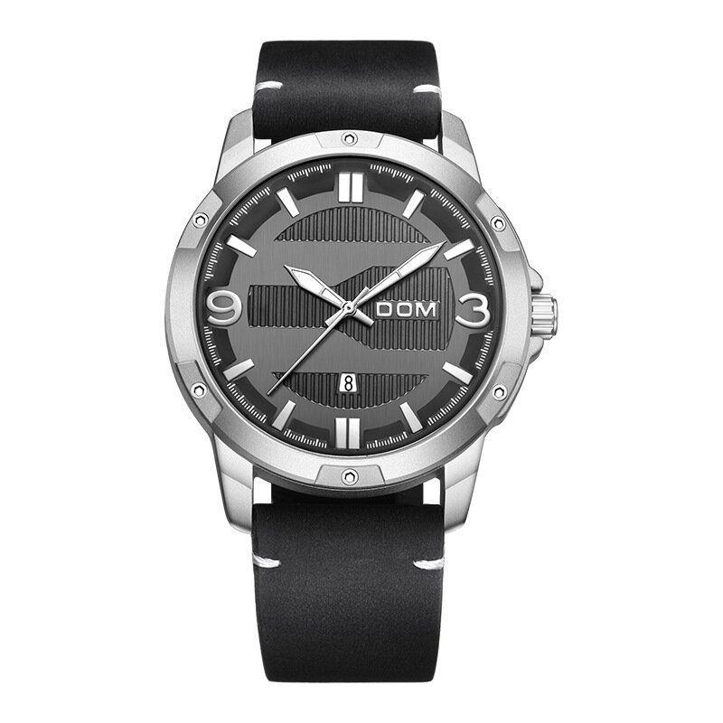 Dom M-1219 Reloj De Moda Para Hombre Reloj De Cuarzo Con Correas De Cuero Con Visualización De Fecha Luminosa A Prueba De Agua