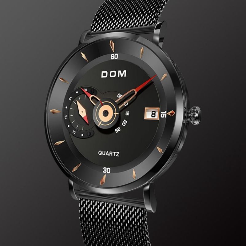 Dom M-1299 Reloj De Pulsera Ultradelgado De Estilo Empresarial Para Hombre Reloj De Cuarzo Creativo Con Banda De Acero Completa