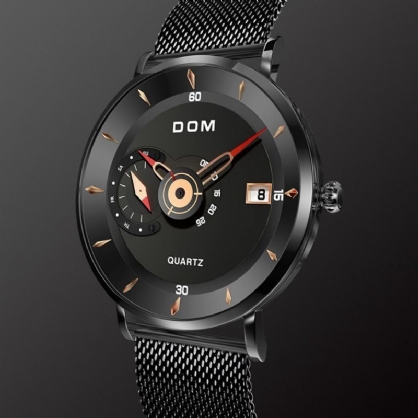 Dom M-1299 Reloj De Pulsera Ultradelgado De Estilo Empresarial Para Hombre Reloj De Cuarzo Creativo Con Banda De Acero Completa