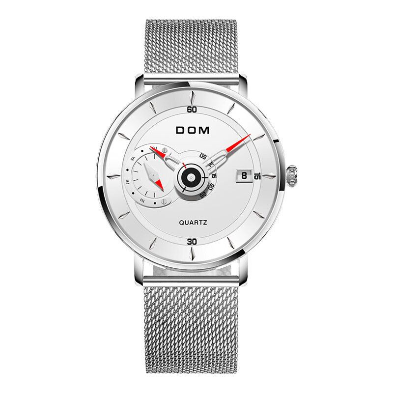 Dom M-1299 Reloj De Pulsera Ultradelgado De Estilo Empresarial Para Hombre Reloj De Cuarzo Creativo Con Banda De Acero Completa