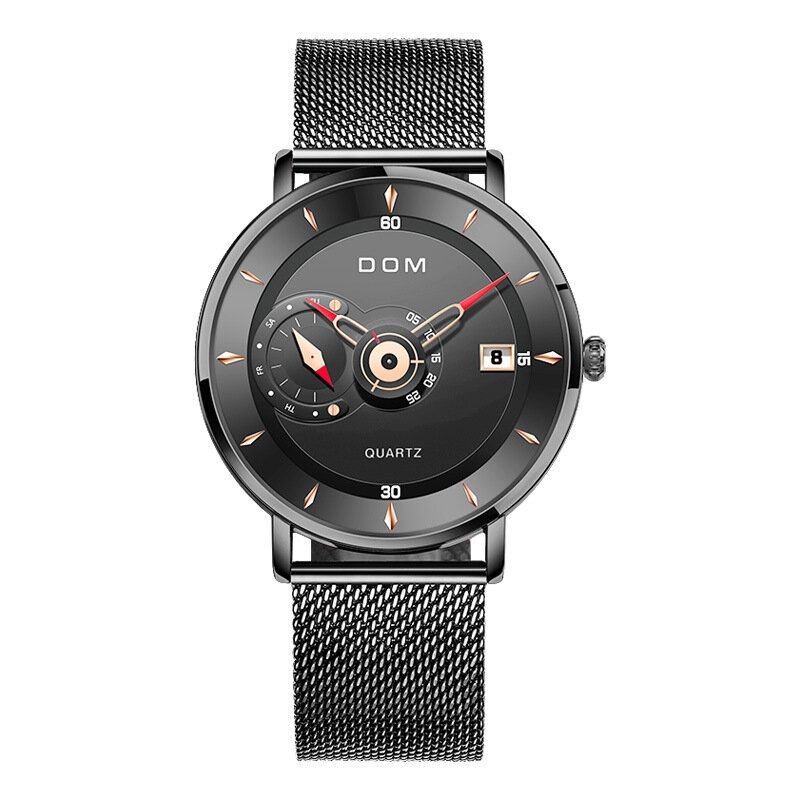 Dom M-1299 Reloj De Pulsera Ultradelgado De Estilo Empresarial Para Hombre Reloj De Cuarzo Creativo Con Banda De Acero Completa