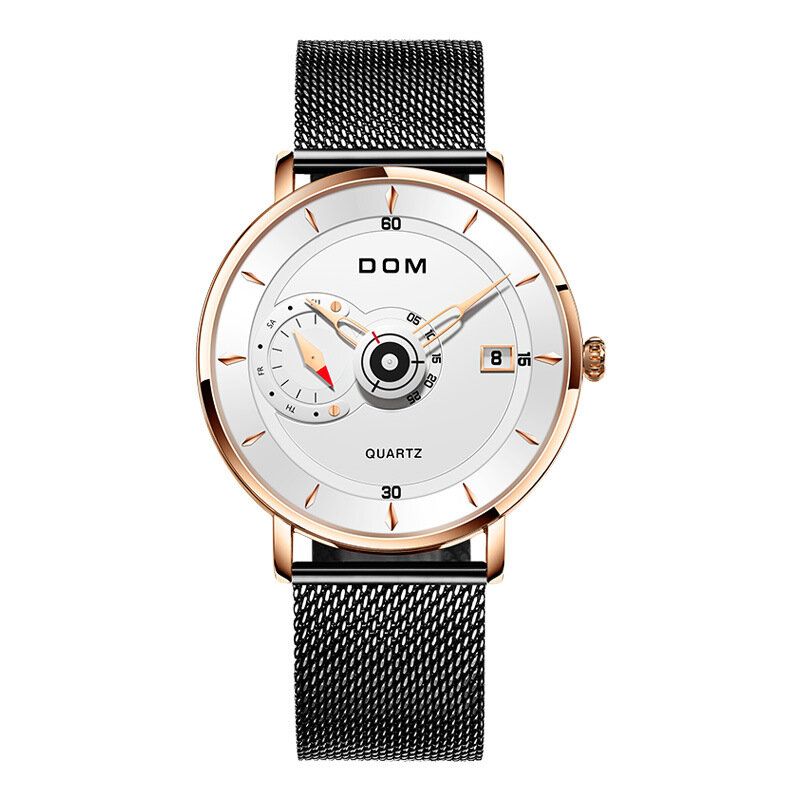 Dom M-1299 Reloj De Pulsera Ultradelgado De Estilo Empresarial Para Hombre Reloj De Cuarzo Creativo Con Banda De Acero Completa