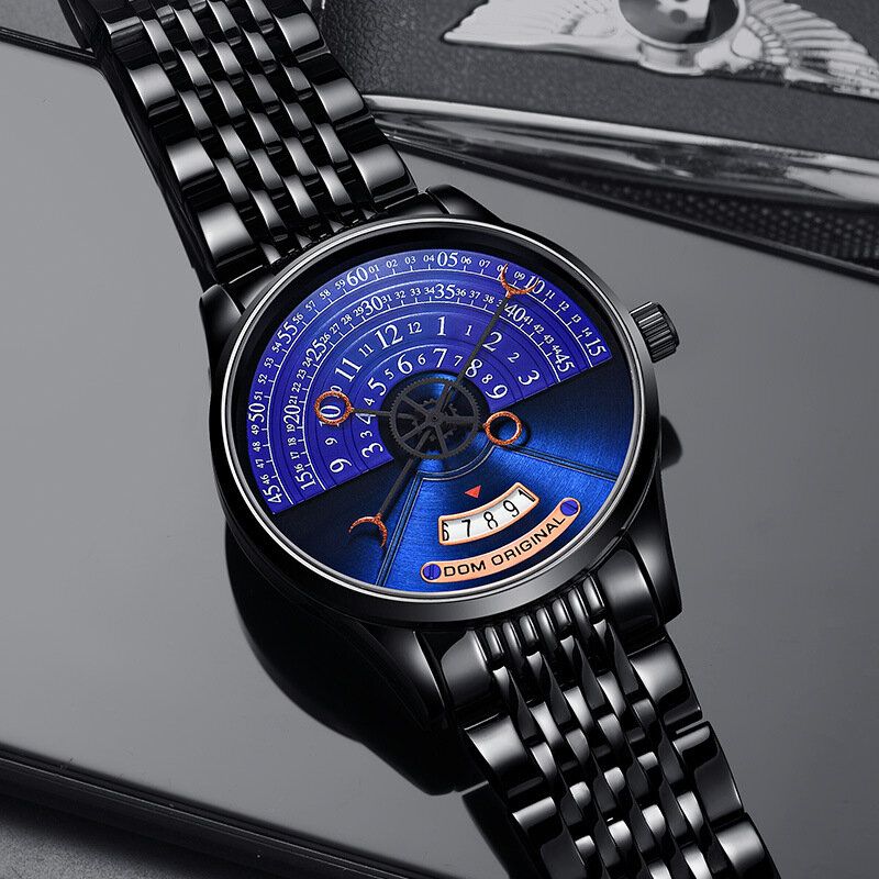 Dom M-1335 Reloj Mecánico Automático De Acero Completo Creativo Calendario Reloj Impermeable Para Hombres