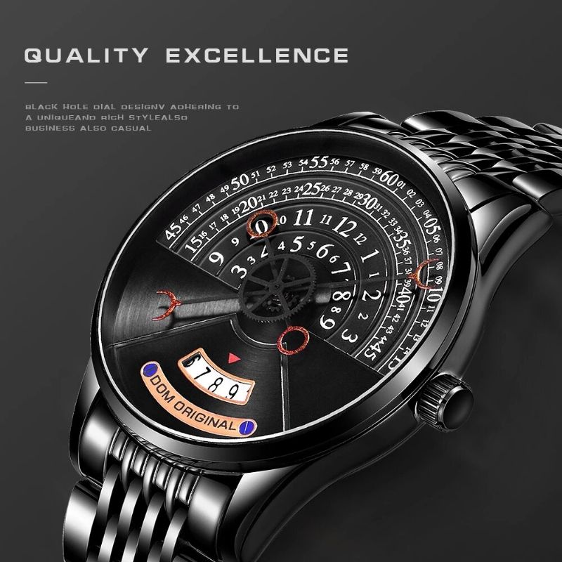 Dom M-1335 Reloj Mecánico Automático De Acero Completo Creativo Calendario Reloj Impermeable Para Hombres