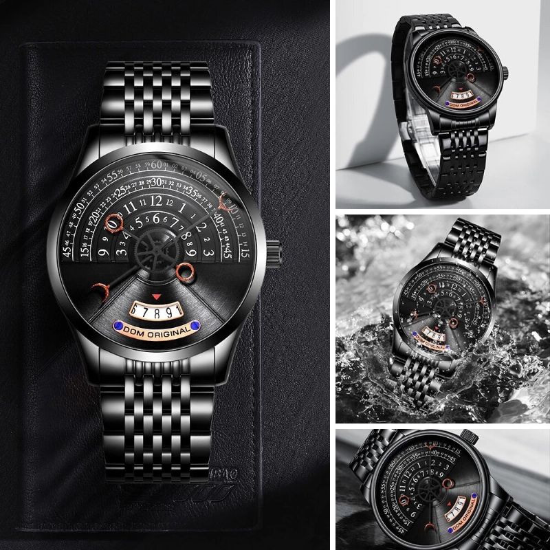 Dom M-1335 Reloj Mecánico Automático De Acero Completo Creativo Calendario Reloj Impermeable Para Hombres