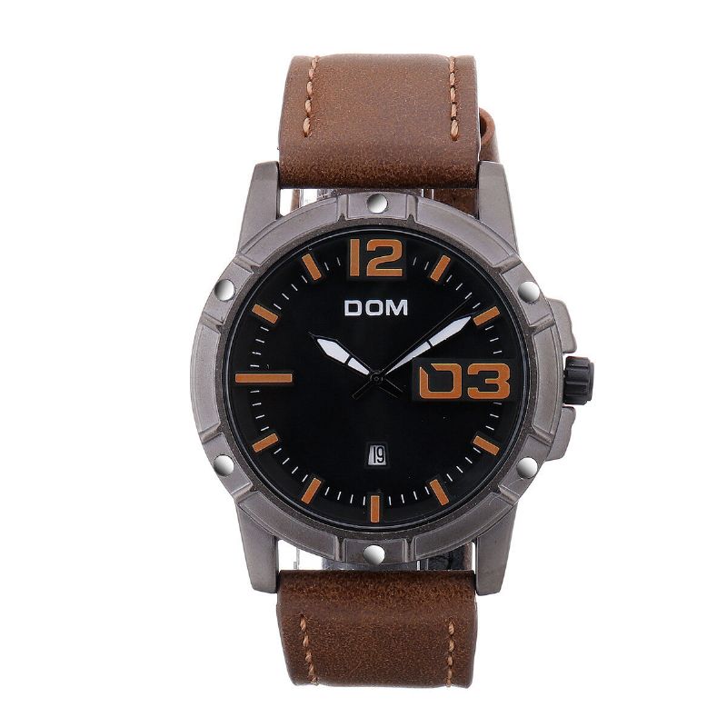 Dom Reloj De Pulsera Deportivo De Lujo Para Hombre Reloj Para Hombre Correa De Cuero Reloj De Cuarzo Impermeable Para Negocios