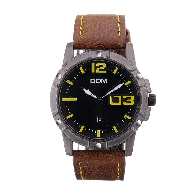 Dom Reloj De Pulsera Deportivo De Lujo Para Hombre Reloj Para Hombre Correa De Cuero Reloj De Cuarzo Impermeable Para Negocios