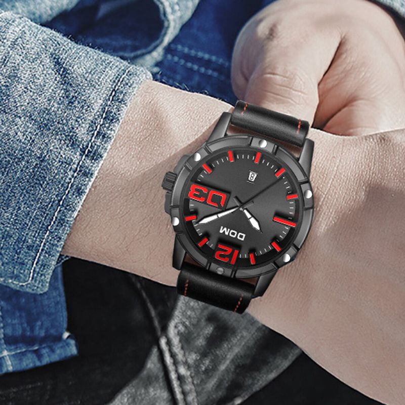 Dom Reloj De Pulsera Deportivo De Lujo Para Hombre Reloj Para Hombre Correa De Cuero Reloj De Cuarzo Impermeable Para Negocios