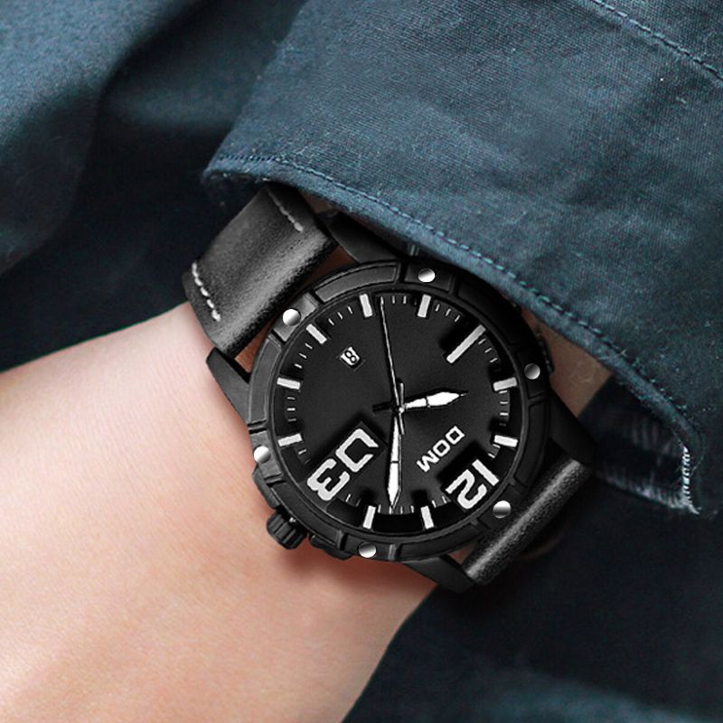 Dom Reloj De Pulsera Deportivo De Lujo Para Hombre Reloj Para Hombre Correa De Cuero Reloj De Cuarzo Impermeable Para Negocios