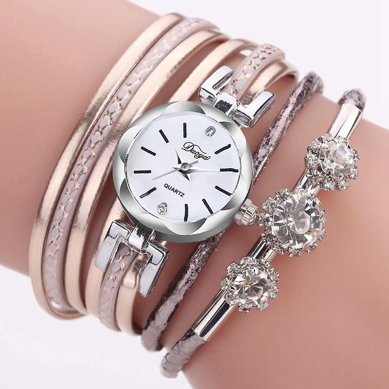 Duoya Luxury Ladies Silver Crystal Reloj Mujer Pulsera Reloj De Cuarzo