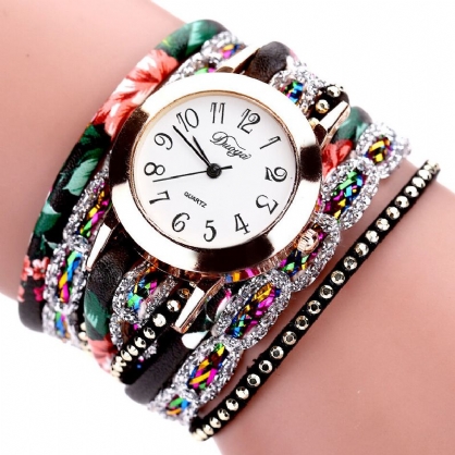 Duoya Reloj De Pulsera De Mujer De Estilo Retro Reloj De Cuarzo Con Diamantes De Imitación