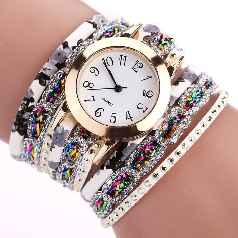 Duoya Reloj De Pulsera De Mujer De Estilo Retro Reloj De Cuarzo Con Diamantes De Imitación