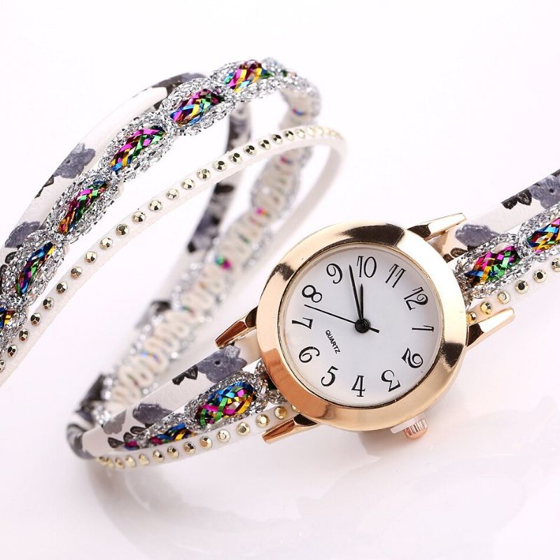 Duoya Reloj De Pulsera De Mujer De Estilo Retro Reloj De Cuarzo Con Diamantes De Imitación