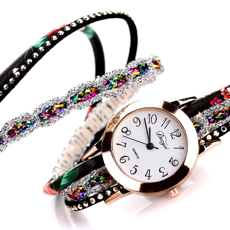 Duoya Reloj De Pulsera De Mujer De Estilo Retro Reloj De Cuarzo Con Diamantes De Imitación