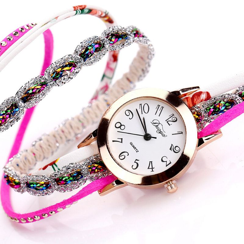 Duoya Reloj De Pulsera De Mujer De Estilo Retro Reloj De Cuarzo Con Diamantes De Imitación