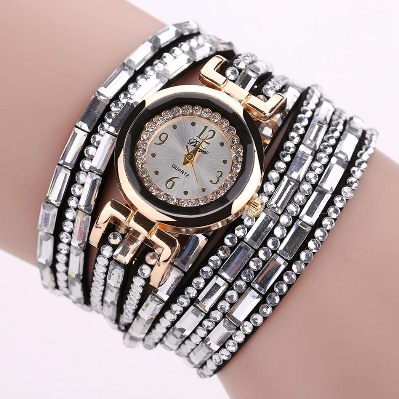 Dy004 Crystal Casual Style Ladies Pulsera Reloj Caja De Oro Relojes De Movimiento De Cuarzo