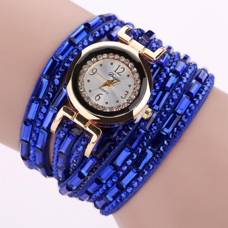 Dy004 Crystal Casual Style Ladies Pulsera Reloj Caja De Oro Relojes De Movimiento De Cuarzo