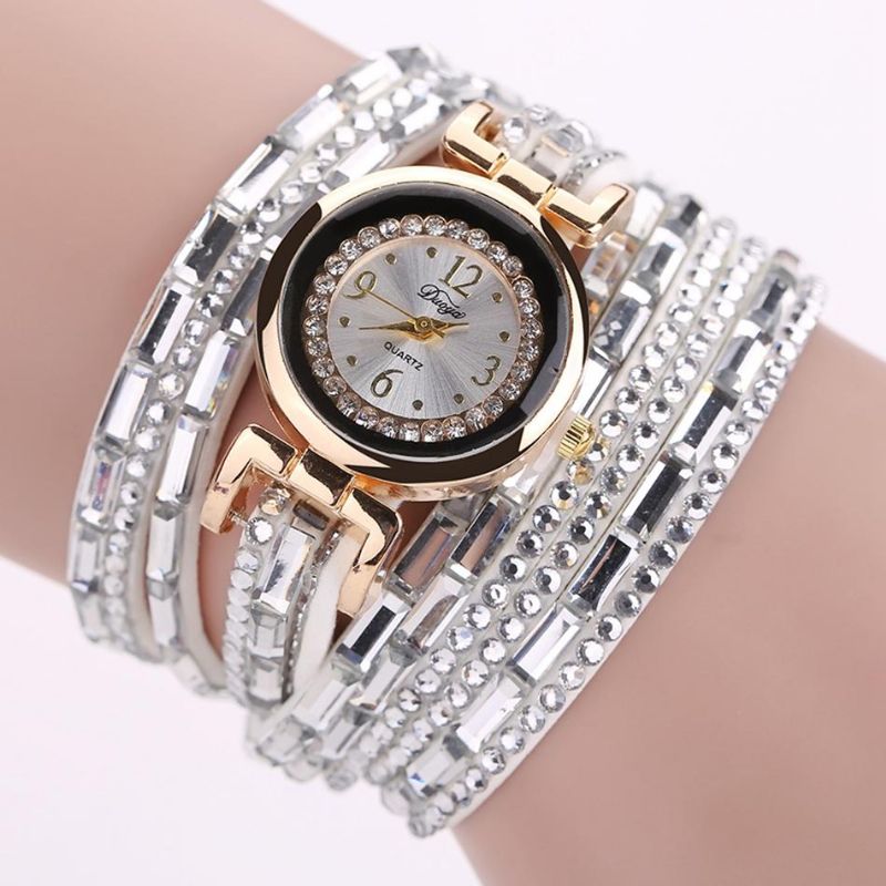 Dy004 Crystal Casual Style Ladies Pulsera Reloj Caja De Oro Relojes De Movimiento De Cuarzo