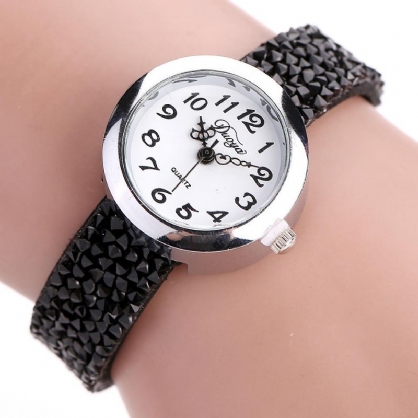 Dy005 Reloj De Pulsera De Estilo Retro Para Mujer Reloj De Cuarzo Con Correa De Cuero De Regalo