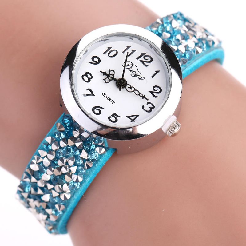 Dy005 Reloj De Pulsera De Estilo Retro Para Mujer Reloj De Cuarzo Con Correa De Cuero De Regalo