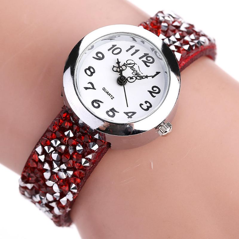 Dy005 Reloj De Pulsera De Estilo Retro Para Mujer Reloj De Cuarzo Con Correa De Cuero De Regalo