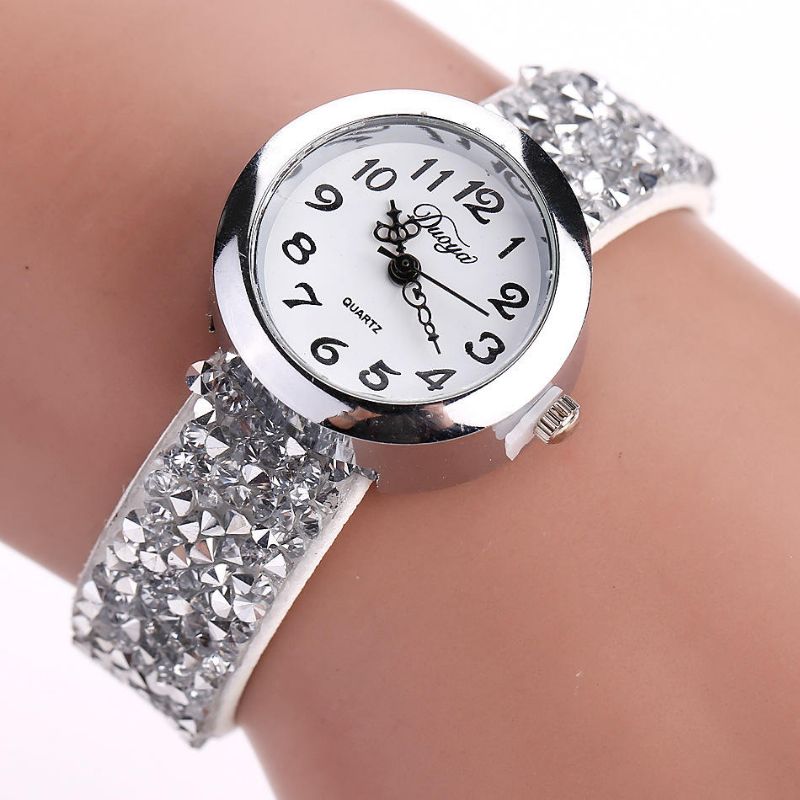 Dy005 Reloj De Pulsera De Estilo Retro Para Mujer Reloj De Cuarzo Con Correa De Cuero De Regalo