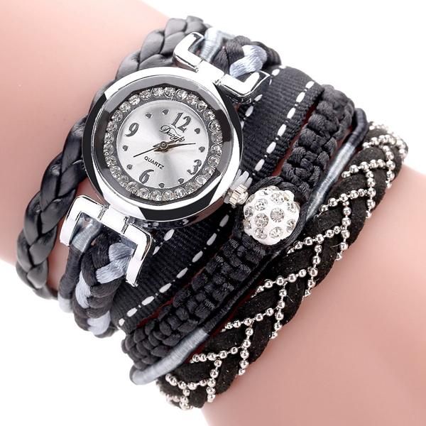 Dy080 Banda De Cuero Fino De Moda Sinuoso Reloj De Pulsera Para Mujer Relojes De Cuarzo Trenzado